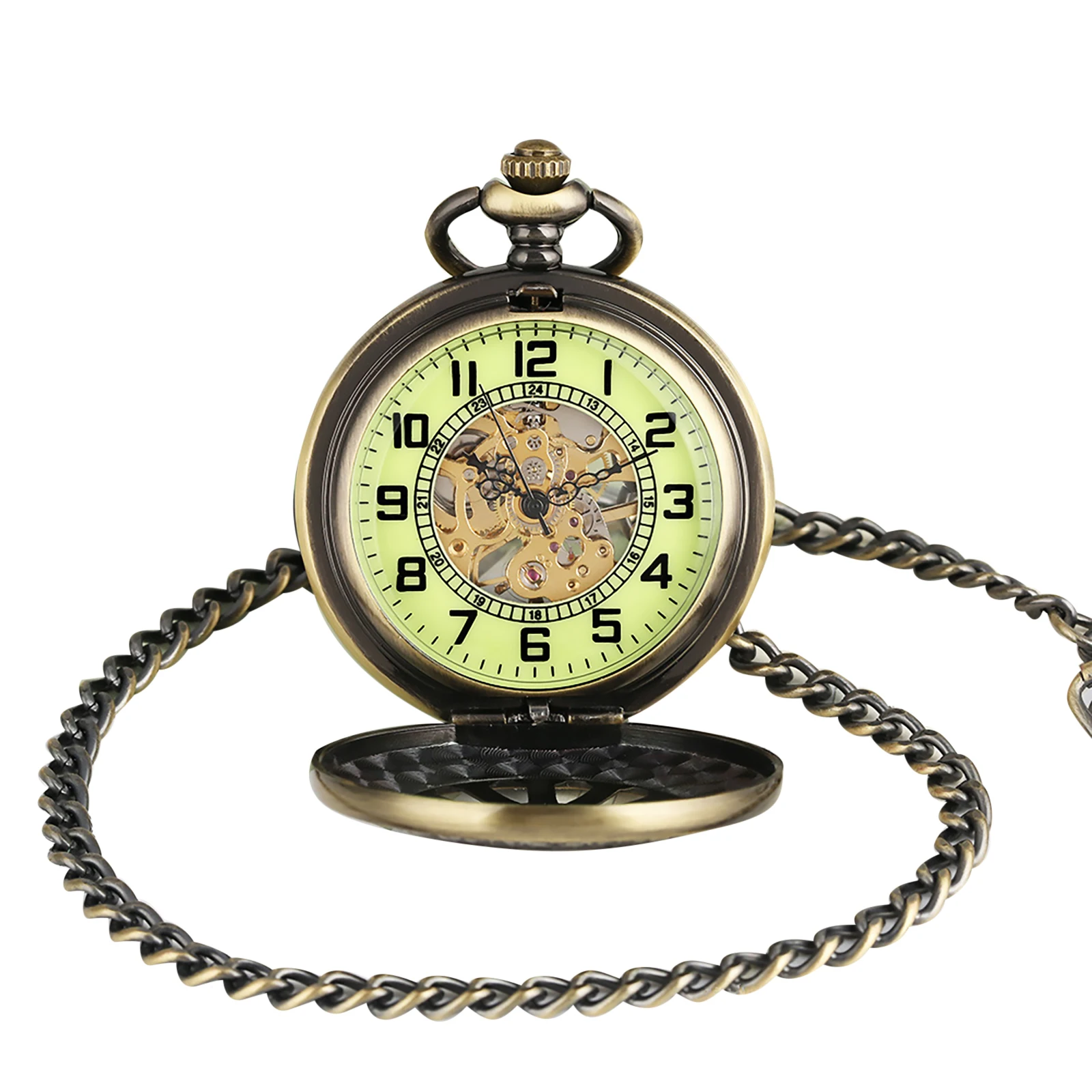 Vintage Mechanical Hand-winding Pocket Watch with 30cm Chain Bronze Skeleton Roman Numeral Aluminum Pocket Watch Pendant Gift
Vintage Mechanical Hand-winding Pocket Watch with 30cm Chain Bronze Skeleton Roman Numeral Aluminum Pocket Watch Pendant Gift