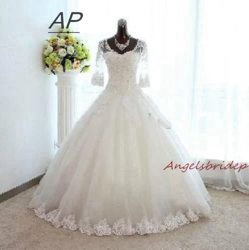 ANGELSBRIDEP Long Sleeves Ball Gown Wedding Dress Luxury Illusion Applique Full-Length Plus Size Real Photo Corset Back
ANGELSBRIDEP Long Sleeves Ball Gown Wedding Dress Luxury Illusion Applique Full-Length Plus Size Real Photo Corset Back