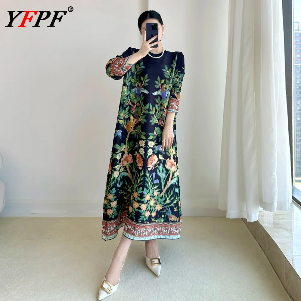 YFPF Miyake Pleated Long Dress For Women Print Contrast Color Design Vintage A Line Loose Dresses Fashion 2026 Spring New
YFPF Miyake Pleated Long Dress For Women Print Contrast Color Design Vintage A Line Loose Dresses Fashion 2026 Spring New