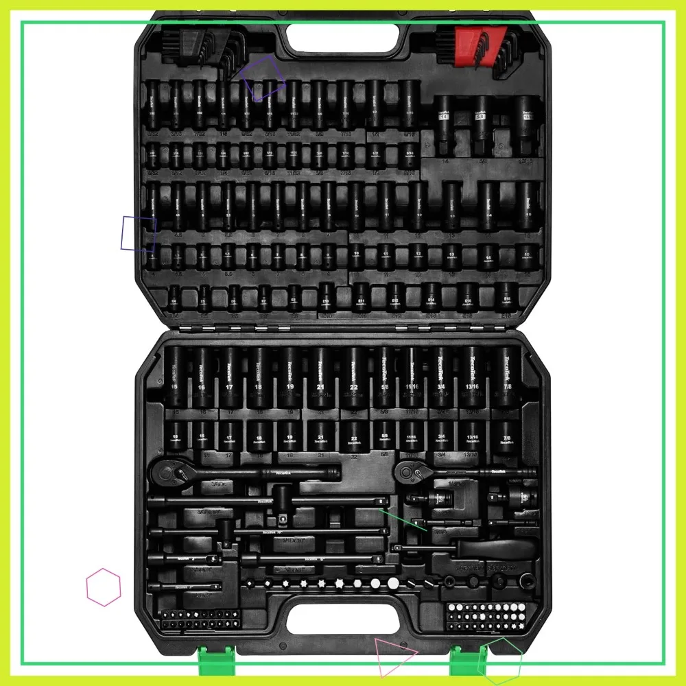 189-Piece 1/4" & 3/8" Drive Impact Socket Set, Metric & SAE, Deep & Shallow, CR-V Steel with Ratchet & Bits
189-Piece 1/4" & 3/8" Drive Impact Socket Set, Metric & SAE, Deep & Shallow, CR-V Steel with Ratchet & Bits