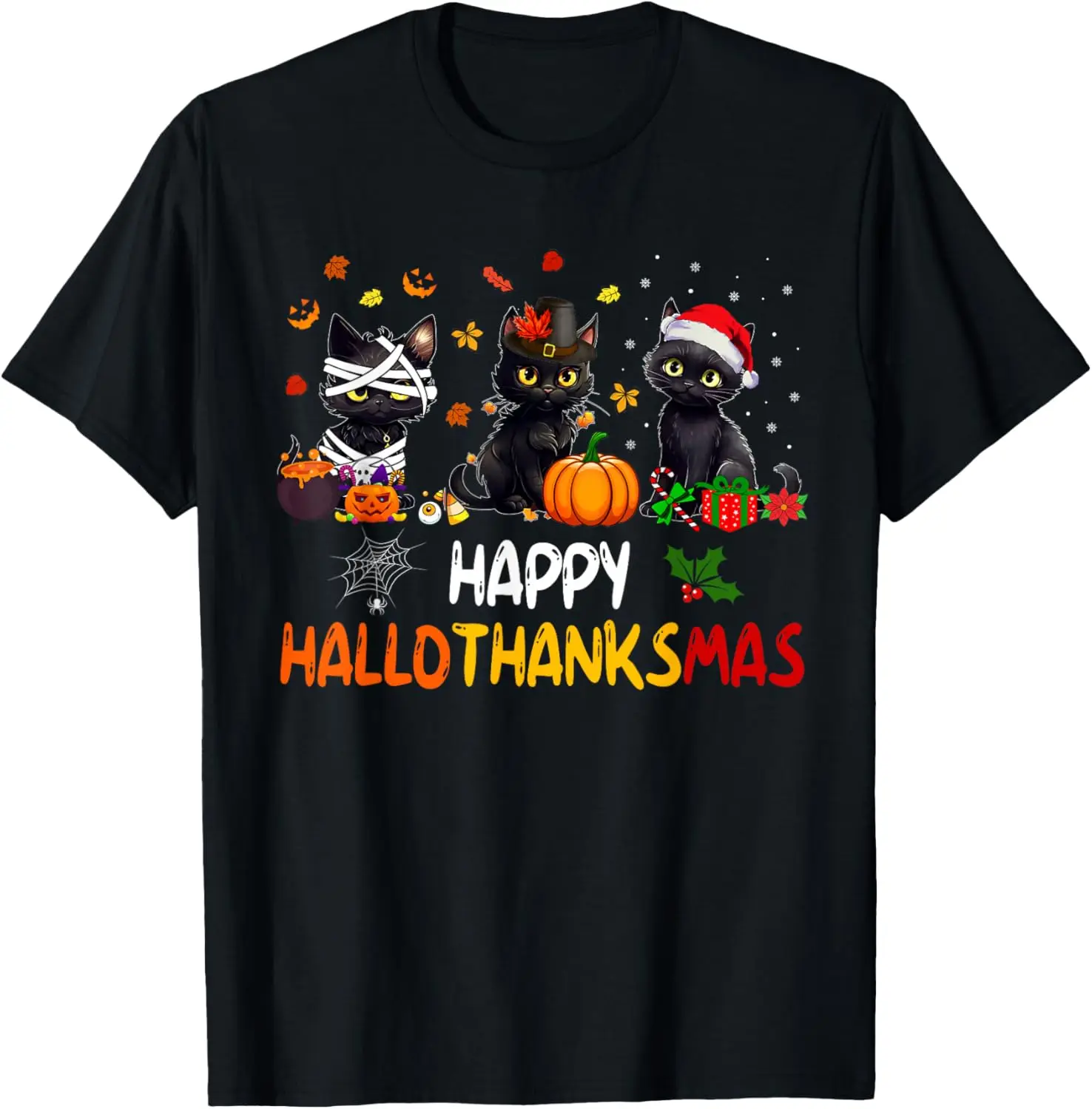 Футболка с забавным котом Happy Hallothanksmas на Хэллоуин, День Благодарения, Рождество, удобная хлопковая футболка
Футболка с забавным котом Happy Hallothanksmas на Хэллоуин, День Благодарения, Рождество, удобная хлопковая футболка