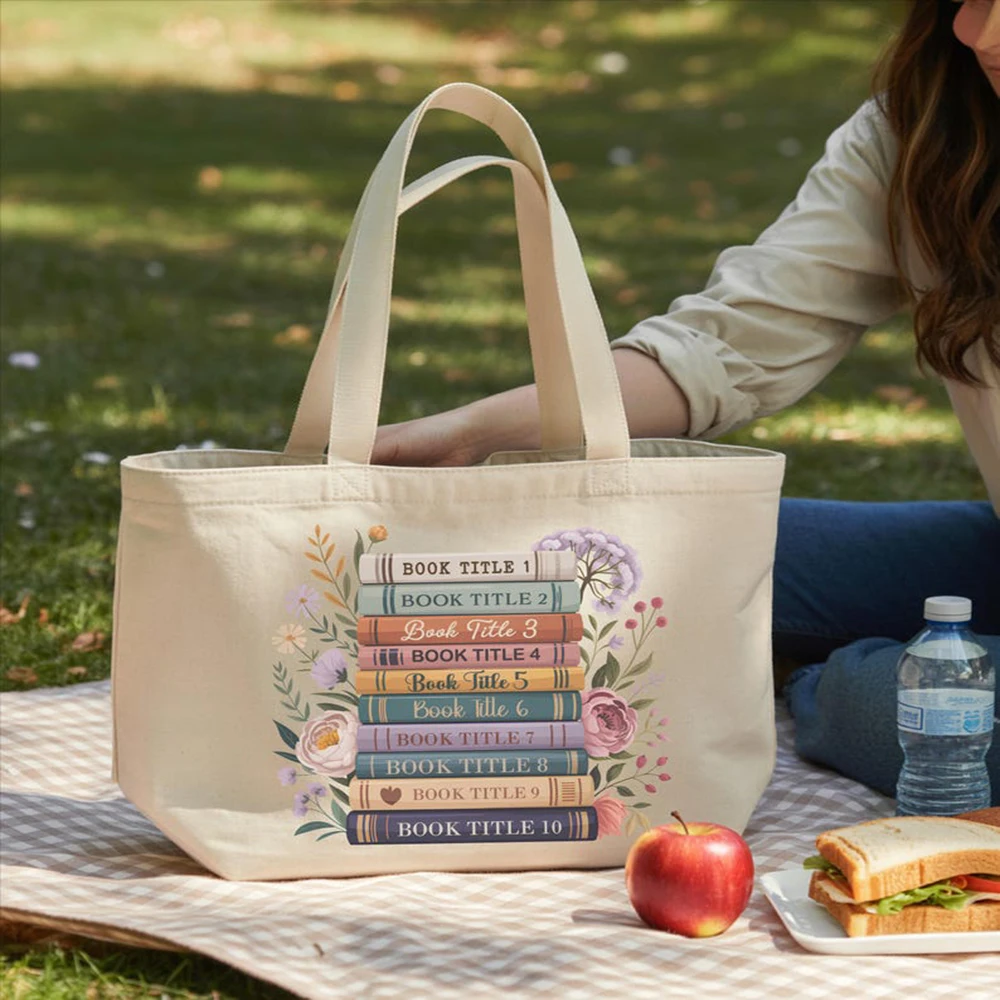 Custom Book Title Tote Bag Personalized Durable Canvas Bag with Favorite Book Name Floral Literary Design Gift for Readers
Custom Book Title Tote Bag Personalized Durable Canvas Bag with Favorite Book Name Floral Literary Design Gift for Readers