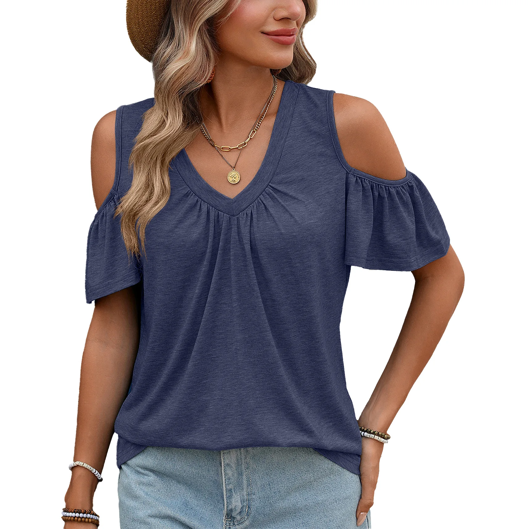 V-Neck Solid Casual Loose Blouses For Women Fashion 2026 Summer Women's Off Shoulder Shirts And Blouse Elegant Youth Female Tops
V-Neck Solid Casual Loose Blouses For Women Fashion 2026 Summer Women's Off Shoulder Shirts And Blouse Elegant Youth Female Tops