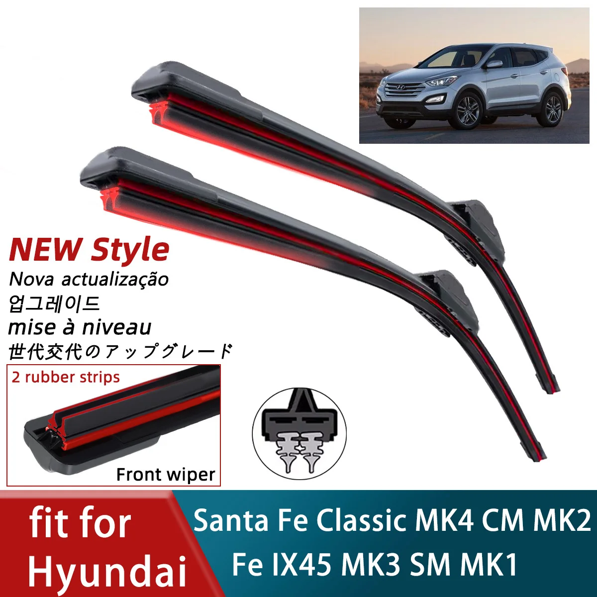 Double Rubber Car Wiper for Hyundai Santa Fe Classic MK4 CM MK2 IX45 MK3 SM MK1 Front Blades Brushes Cutter Accessories Wipers
Double Rubber Car Wiper for Hyundai Santa Fe Classic MK4 CM MK2 IX45 MK3 SM MK1 Front Blades Brushes Cutter Accessories Wipers
