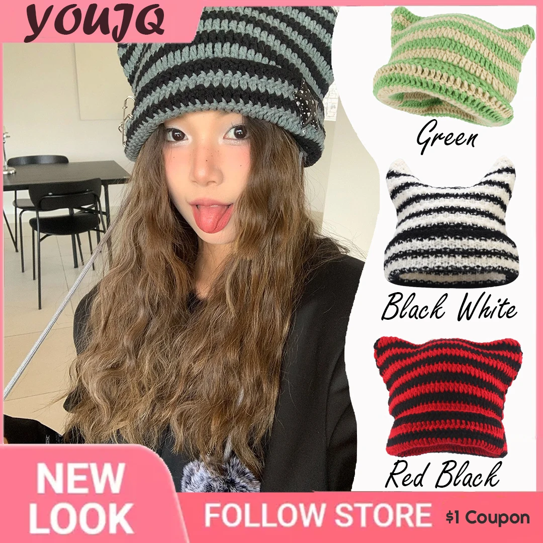 Japanese Streetwear Harajuku Beanie Little Devil Striped Knitted Hats for Women Men Girls Autumn Winter Cute Cat Ears Cap Gorra
Japanese Streetwear Harajuku Beanie Little Devil Striped Knitted Hats for Women Men Girls Autumn Winter Cute Cat Ears Cap Gorra