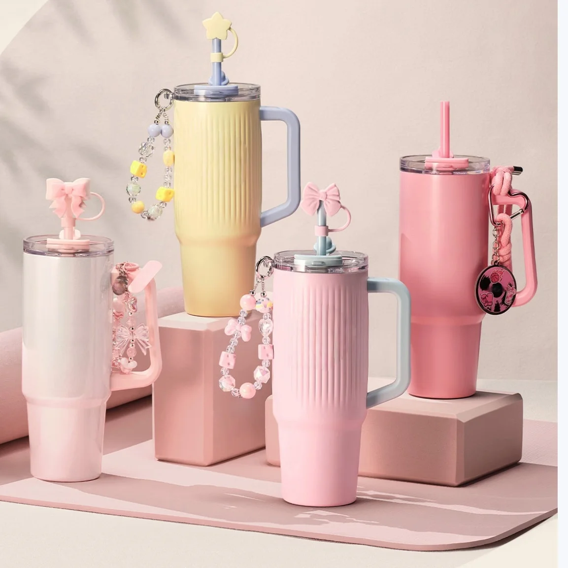 Bk Stainless Steel Straw Tumbler 900ml Milk Tea Pink Double Drinking Opening Insulated Portable With Handle Strap
Bk Stainless Steel Straw Tumbler 900ml Milk Tea Pink Double Drinking Opening Insulated Portable With Handle Strap