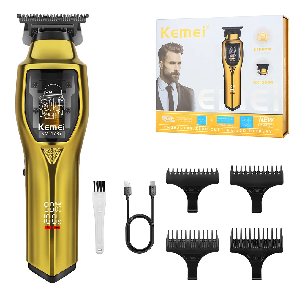 Kemei KM-1737 Hair Cutting Machine Beard Trimmer Barber Hair Trimmer Zero Gapped Bald Head Hair Clipper Cordless Men Finish
Kemei KM-1737 Hair Cutting Machine Beard Trimmer Barber Hair Trimmer Zero Gapped Bald Head Hair Clipper Cordless Men Finish