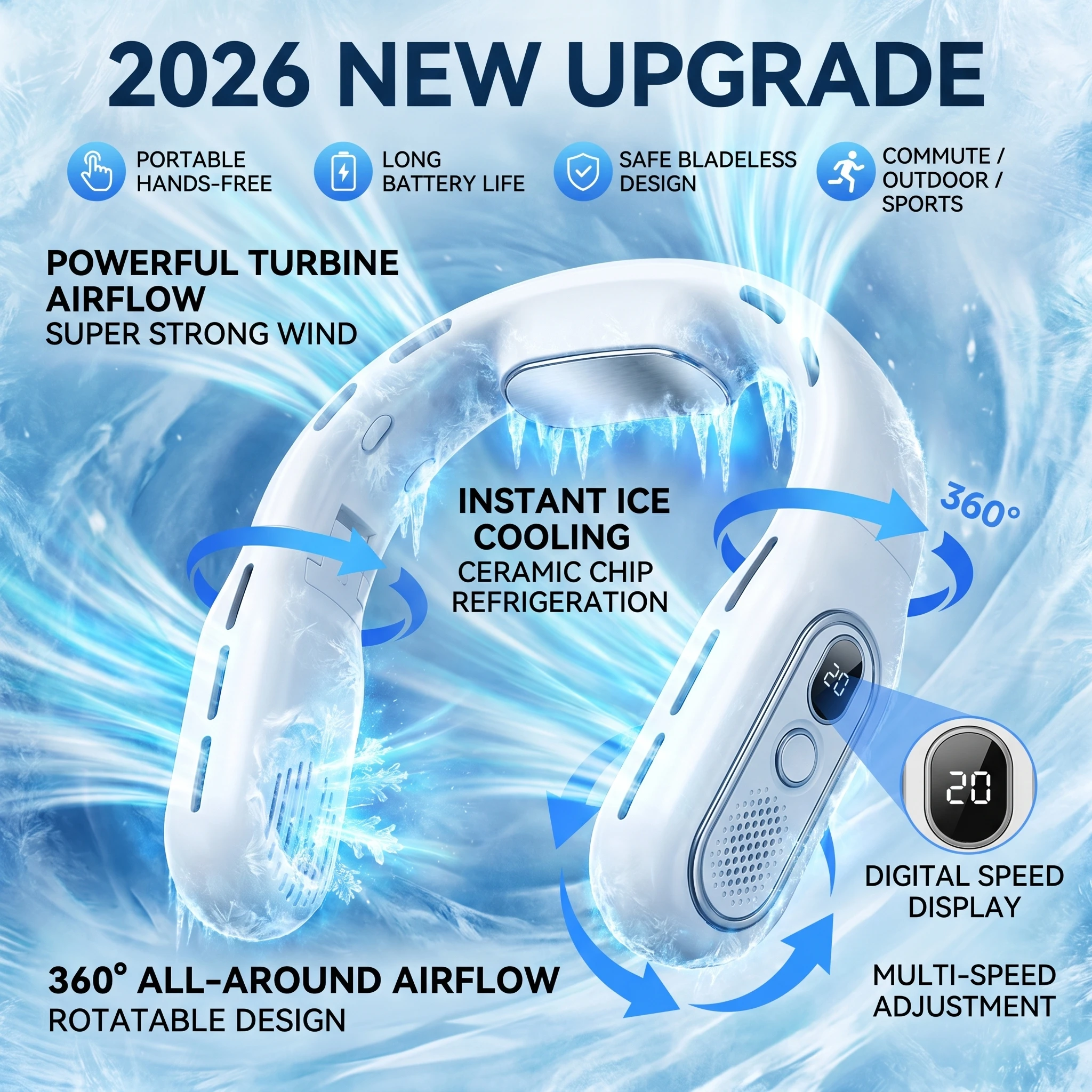 2026 New Upgrade Portable Leafless Hanging Neck Fan USB Charging Small Wind Cooler For Office Camping Outdoor Travel
2026 New Upgrade Portable Leafless Hanging Neck Fan USB Charging Small Wind Cooler For Office Camping Outdoor Travel