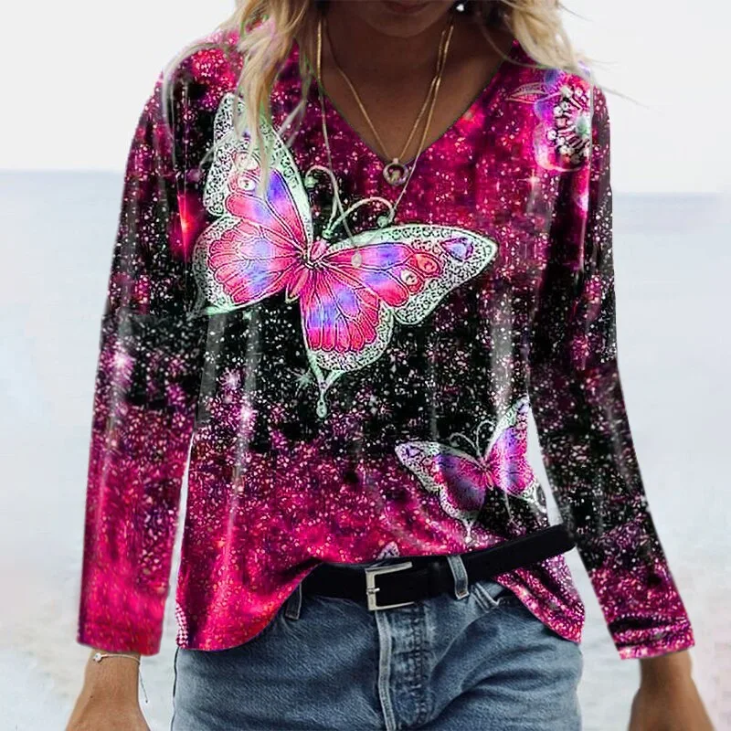 2025 New European and American Women's Long Sleeve Colorful Butterfly 3D Printed Pattern Fashion Versatile T-shirt Women's Top
2025 New European and American Women's Long Sleeve Colorful Butterfly 3D Printed Pattern Fashion Versatile T-shirt Women's Top