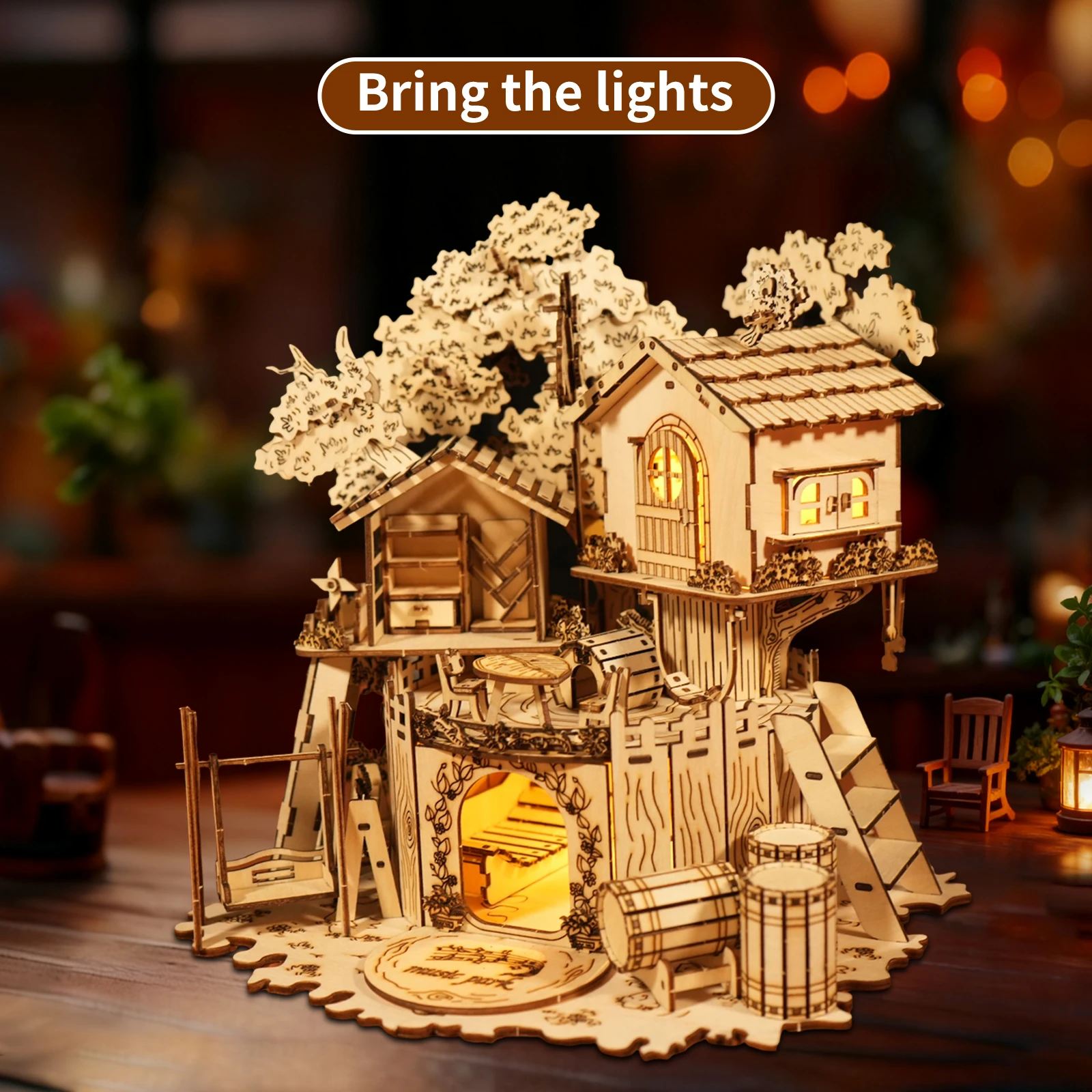 3D Wood puzzle "Tree House" model making set, DIY DIY set with & without LED lighting, Creative decoration & gift idea
3D Wood puzzle "Tree House" model making set, DIY DIY set with & without LED lighting, Creative decoration & gift idea