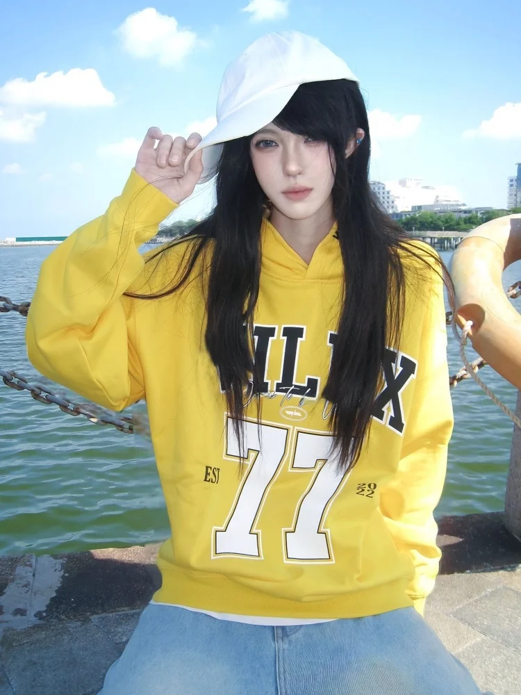 American Style Streetwear Hoodie Women's Spring New Rugby Jacket Yellow Outerwear Couple Heavyweight Sporty Top
American Style Streetwear Hoodie Women's Spring New Rugby Jacket Yellow Outerwear Couple Heavyweight Sporty Top