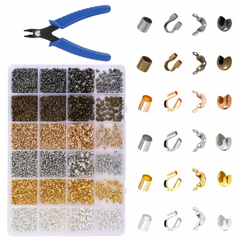 Copper Crimp Beads Covers Kit Crimp Beads Tips Knot Covers Kit with Bead Crimping Pliers Tool for for Jewelry Making DIY Craft
Copper Crimp Beads Covers Kit Crimp Beads Tips Knot Covers Kit with Bead Crimping Pliers Tool for for Jewelry Making DIY Craft