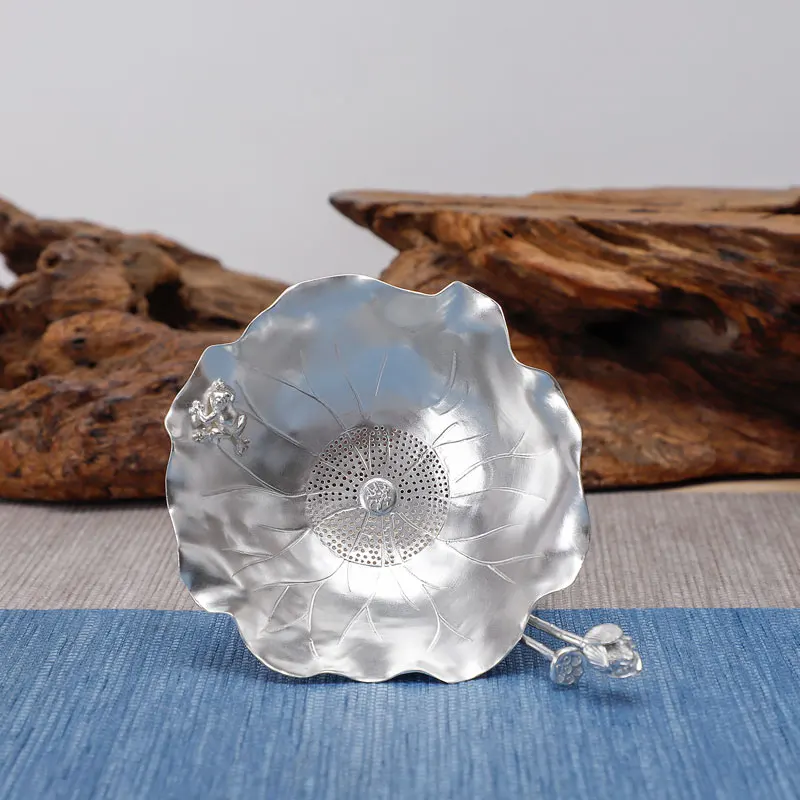 Lotus Flower Tea Leak Sterling Silver 999 Handmade Frog Filter, Partition Saucer, Kungfu Tea Ceremony, Teaset Drink Tools, Gifts
Lotus Flower Tea Leak Sterling Silver 999 Handmade Frog Filter, Partition Saucer, Kungfu Tea Ceremony, Teaset Drink Tools, Gifts