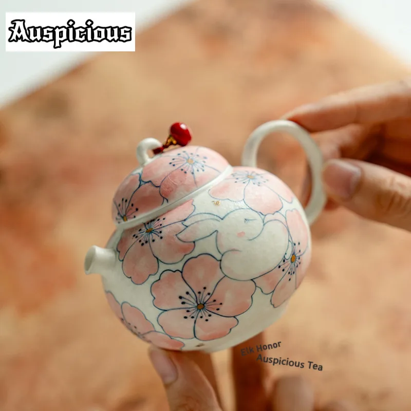 145 мл каменная руда, белый ручная роспись, чайник с кроликом, японский чайник, горшок для заварки чая, чайник с фильтром, коллекция принадлежностей для кафе
