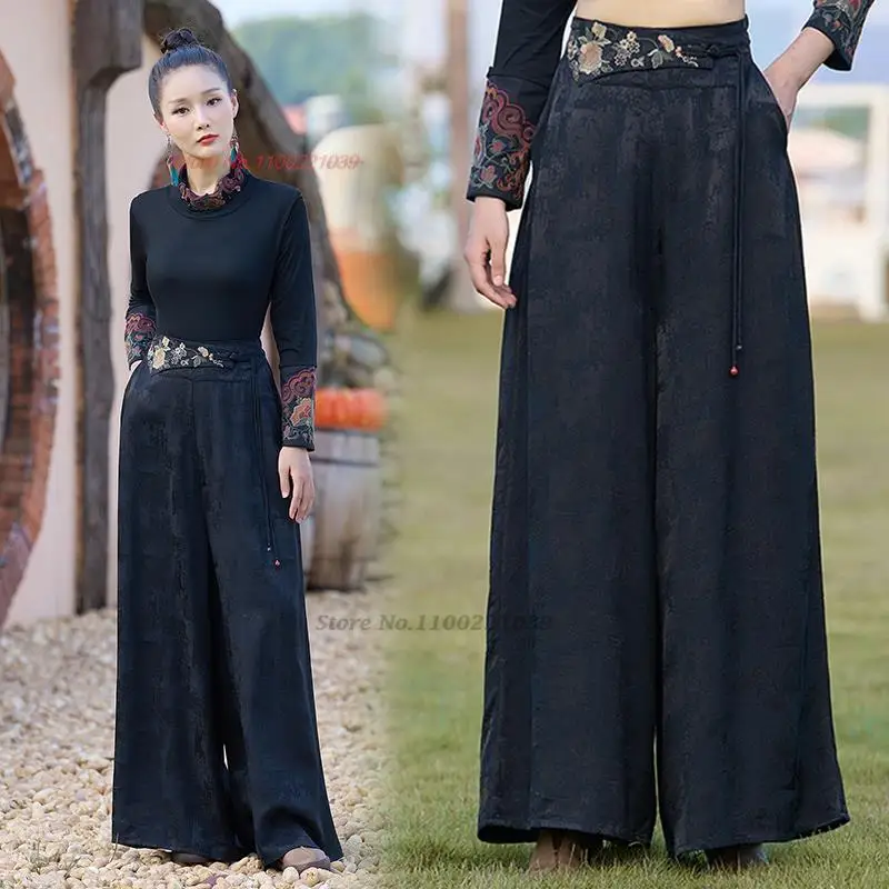 2026 chinese vintage pants national flower embroidery ethnic satin jacquard trousers oriental elastic waist wide leg pantalones
2026 chinese vintage pants national flower embroidery ethnic satin jacquard trousers oriental elastic waist wide leg pantalones