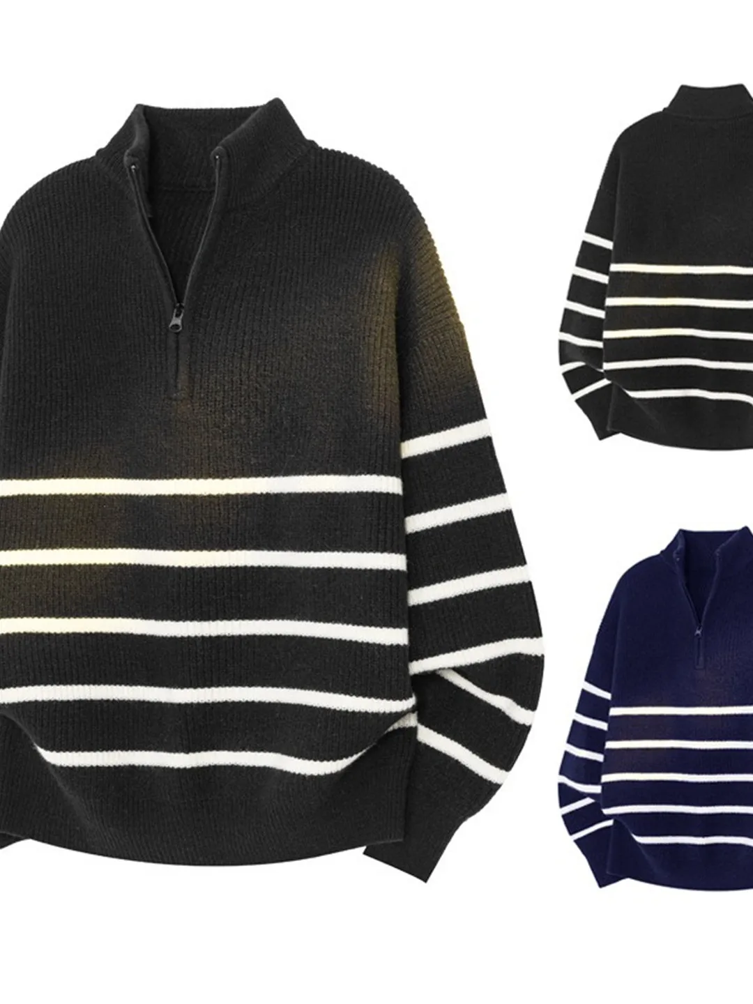 Men's Zipper Sweater Casual Striped f High Collar Loose Fit Knittedwear Autumn Winter Cleanfit Lazy Sle Outerwear
Men's Zipper Sweater Casual Striped f High Collar Loose Fit Knittedwear Autumn Winter Cleanfit Lazy Sle Outerwear