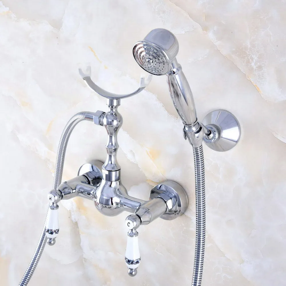 Modern Silver Chrome Brass Wall Mounted Bathroom Shower Faucet Set with 1500MM Hose Handheld Spray Head Mixer Tap Dna736
Modern Silver Chrome Brass Wall Mounted Bathroom Shower Faucet Set with 1500MM Hose Handheld Spray Head Mixer Tap Dna736