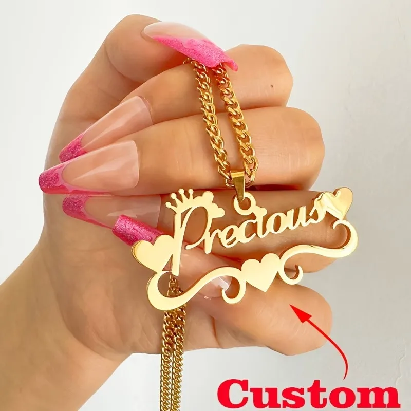 Custom Name Necklace Gold Plated - Personalized Heart Crown Pendant for Women Men - Unique Gift Idea
Custom Name Necklace Gold Plated - Personalized Heart Crown Pendant for Women Men - Unique Gift Idea