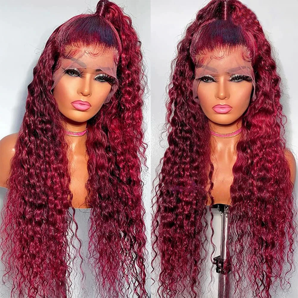 99J Colored Lace Front Human Hair Wigs Deep Wave Burgundy 13x4 HD Transparent Full Lace Frontal Wig Glueless Curly Wig For Women
99J Colored Lace Front Human Hair Wigs Deep Wave Burgundy 13x4 HD Transparent Full Lace Frontal Wig Glueless Curly Wig For Women