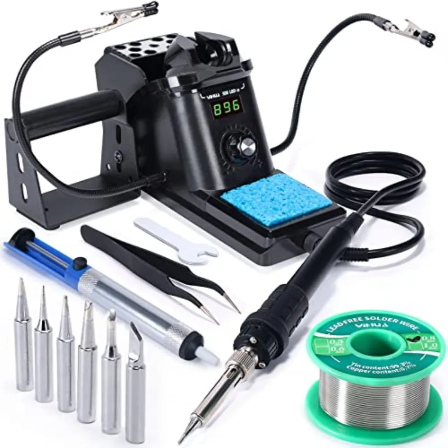 926 III 60W Digital Display Soldering Iron Station Kit w 2 Helping Hands 6 Extra Iron Tips Lead-Free Solder Solder Sucker S/S T
926 III 60W Digital Display Soldering Iron Station Kit w 2 Helping Hands 6 Extra Iron Tips Lead-Free Solder Solder Sucker S/S T