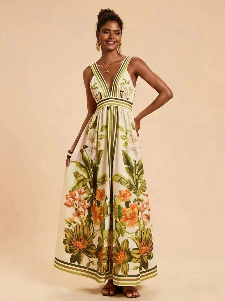 2026 Summer Fashion New Women's Elegant Design Printed Long Skirt Strap V-neck Backless Loose Banquet Holiday Dress
2026 Summer Fashion New Women's Elegant Design Printed Long Skirt Strap V-neck Backless Loose Banquet Holiday Dress