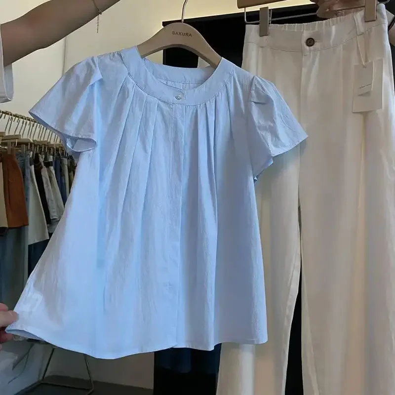 Women's Summer New Short Sleeved Shirt Solid Pleated Loose Oversized Versatile High-End Feeling Korean Loose Fit Blouse Top
Women's Summer New Short Sleeved Shirt Solid Pleated Loose Oversized Versatile High-End Feeling Korean Loose Fit Blouse Top
