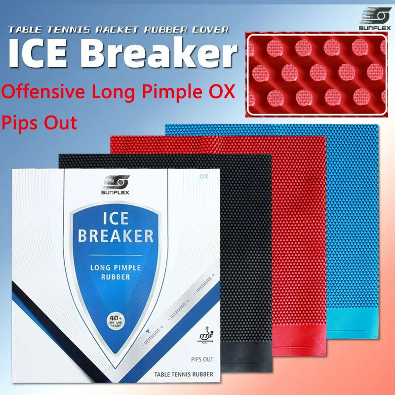SUNFLEX Icebreaker Резиновый лист для настольного тенниса толщиной 0,5/1 мм Губка Длинные шипы OX Легкий контроль Наступательные частицы высотой 1,6 см
SUNFLEX Icebreaker Резиновый лист для настольного тенниса толщиной 0,5/1 мм Губка Длинные шипы OX Легкий контроль Наступательные частицы высотой 1,6 см