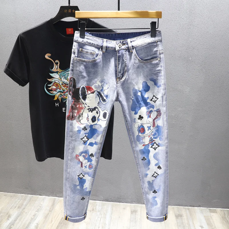 2024 Spring and Summer New Men's Jeans Korean Style Trendy Printed Thin Long Pants Casual Trendy Brand Men's Clothing Pants
2024 Spring and Summer New Men's Jeans Korean Style Trendy Printed Thin Long Pants Casual Trendy Brand Men's Clothing Pants