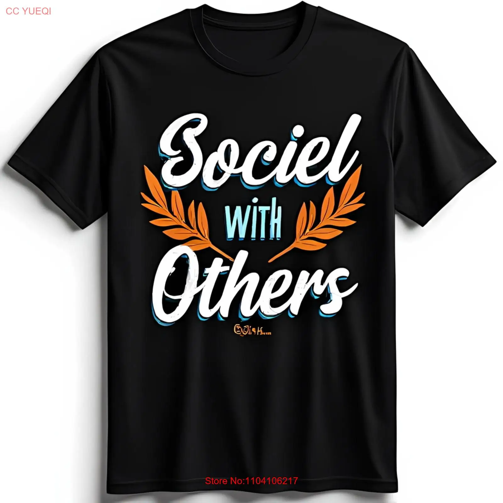 Vintage Black T-Shirt with Social With Others Design & Leaf Branch Art
Vintage Black T-Shirt with Social With Others Design & Leaf Branch Art