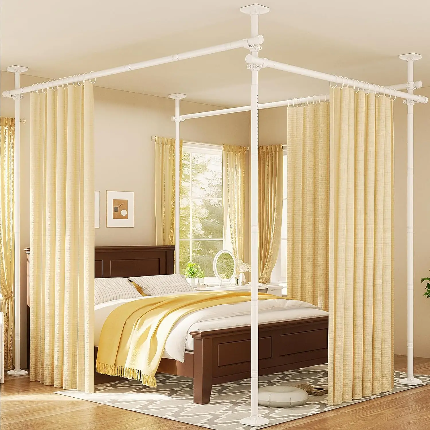 Adjustable Room Divider, No-Drill Tension Rod, 4-10ft H x 28-171in W, Freestanding Privacy Screen, White
Adjustable Room Divider, No-Drill Tension Rod, 4-10ft H x 28-171in W, Freestanding Privacy Screen, White