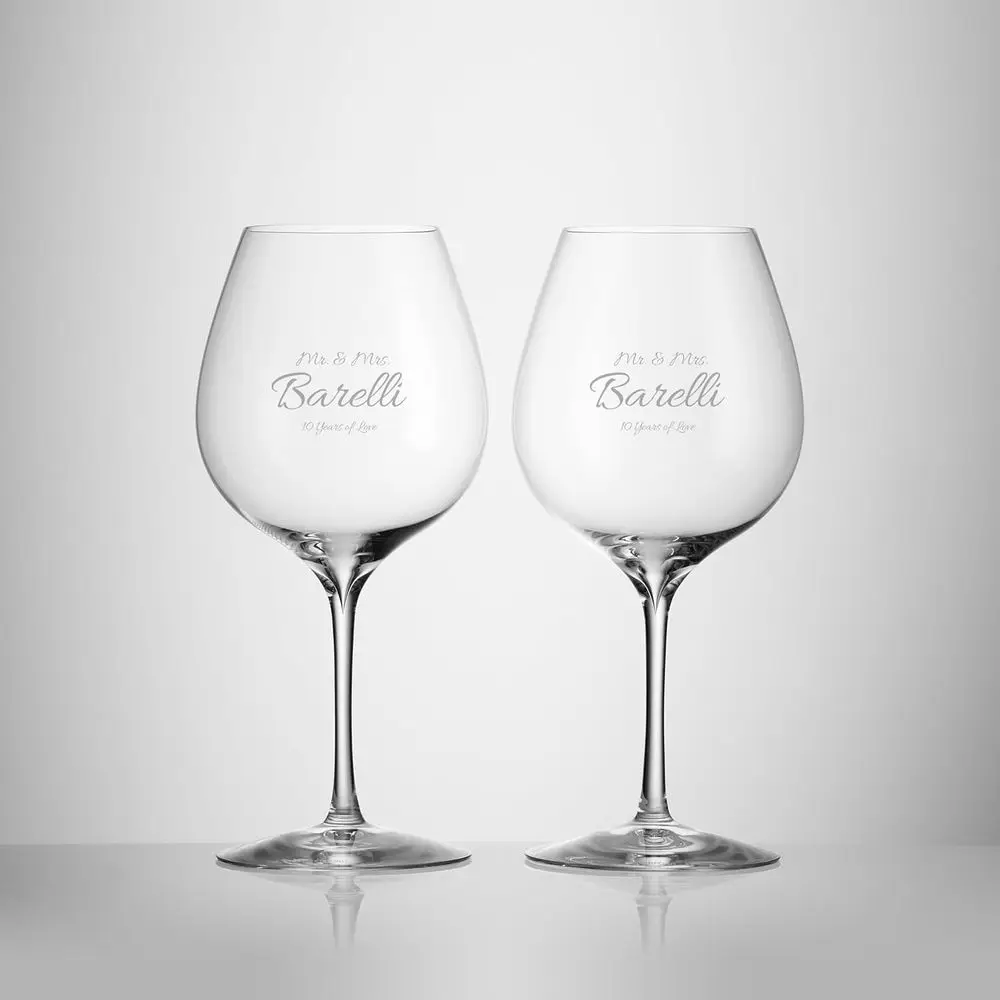 Personalized Elegance Merlot Wine Glasses, Set o 2 Custom Engraved 23.2oz Crystal Red Wine Glasses or Bordeaux, Cabernet
Personalized Elegance Merlot Wine Glasses, Set o 2 Custom Engraved 23.2oz Crystal Red Wine Glasses or Bordeaux, Cabernet