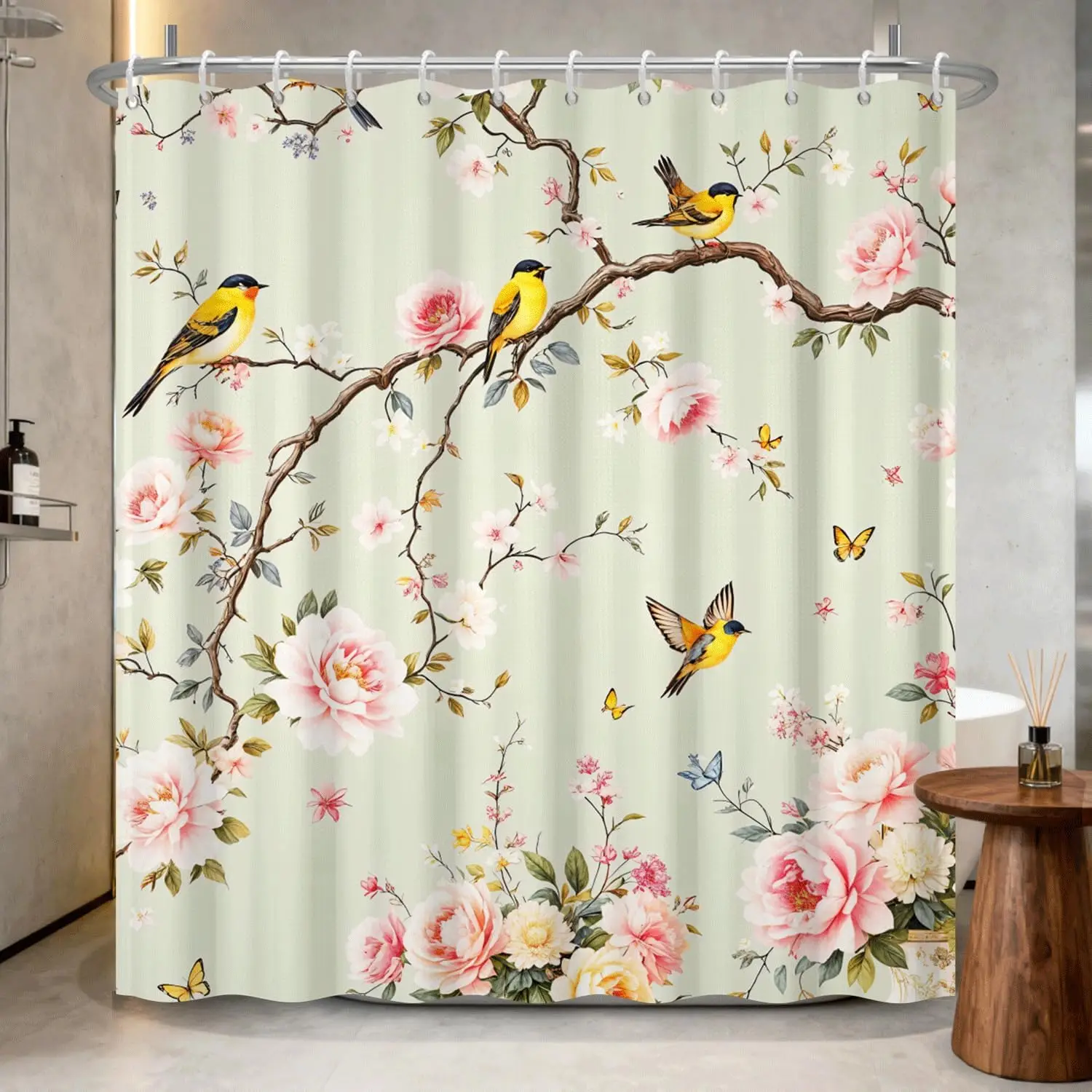 Vintage Flower Bird Shower Curtain Retro Blossom Floral Botanical Bathroom Curtain Waterproof Landscape Bath Curtain with Hooks
Vintage Flower Bird Shower Curtain Retro Blossom Floral Botanical Bathroom Curtain Waterproof Landscape Bath Curtain with Hooks