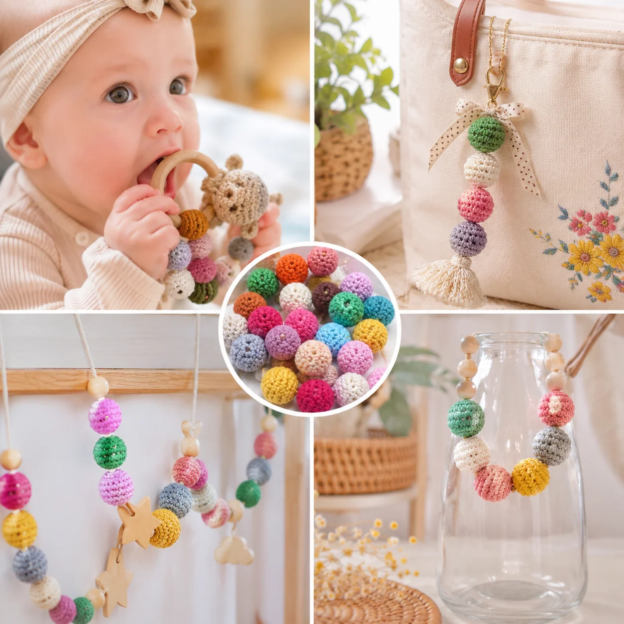 16mm Crochet Beads for Pacifier Clips, Wooden Yarn Balls for DIY Baby Teething Toys & Jewelry Crafts
16mm Crochet Beads for Pacifier Clips, Wooden Yarn Balls for DIY Baby Teething Toys & Jewelry Crafts
