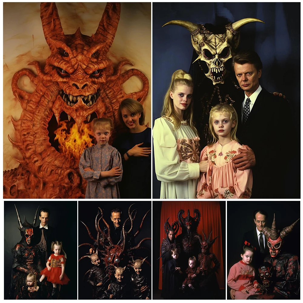 Devil Family Portrait Photo Gothic Wall Art Canvas Painting Monster Family Member Photography Art Poster Print Home Decoration
Devil Family Portrait Photo Gothic Wall Art Canvas Painting Monster Family Member Photography Art Poster Print Home Decoration