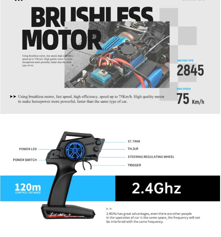 WLtoys 184016 75KM/H 2.4G RC Car Brushless 4WD Electric High Speed Off-Road Remote Control Drift Toys for Children Racing
WLtoys 184016 75KM/H 2.4G RC Car Brushless 4WD Electric High Speed Off-Road Remote Control Drift Toys for Children Racing