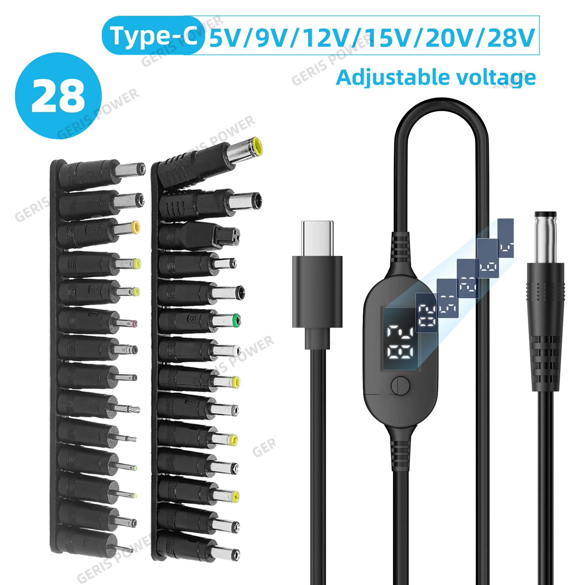 140W USB C PD to DC Cable Type C to 5V 9V 12V 15V 20V 28V Adjustable Voltage Power Boost Cable 5.5X2.5mm Universal Adapter Cord
140W USB C PD to DC Cable Type C to 5V 9V 12V 15V 20V 28V Adjustable Voltage Power Boost Cable 5.5X2.5mm Universal Adapter Cord
