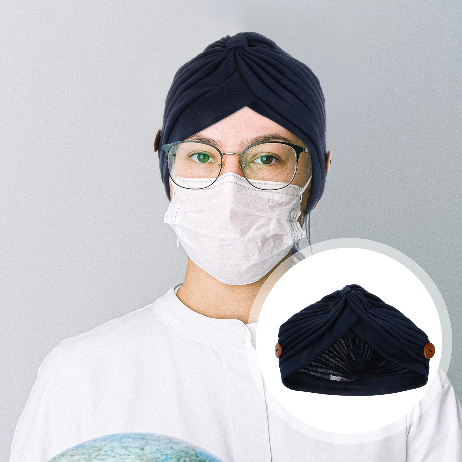 Women Wrap Cap with Mask Buttons Navy Blue Soft Breathable Polyester Turban Chemo Hat for Hair Loss Sleeping Smooth All Day Wear
Women Wrap Cap with Mask Buttons Navy Blue Soft Breathable Polyester Turban Chemo Hat for Hair Loss Sleeping Smooth All Day Wear