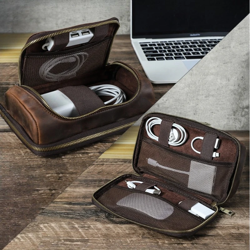 Crazy Horse Leather Power Organizer Bag Multi-compartment Zipper Pouch Travel Storage for IPhone Cable Charger Accessory
Crazy Horse Leather Power Organizer Bag Multi-compartment Zipper Pouch Travel Storage for IPhone Cable Charger Accessory