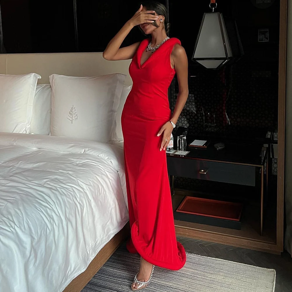 Chic Red Formal Party Dresses Jersey Sheath/Column Valentine's Day Dress V-neck Backless 2025 Evening Gown Long
Chic Red Formal Party Dresses Jersey Sheath/Column Valentine's Day Dress V-neck Backless 2025 Evening Gown Long