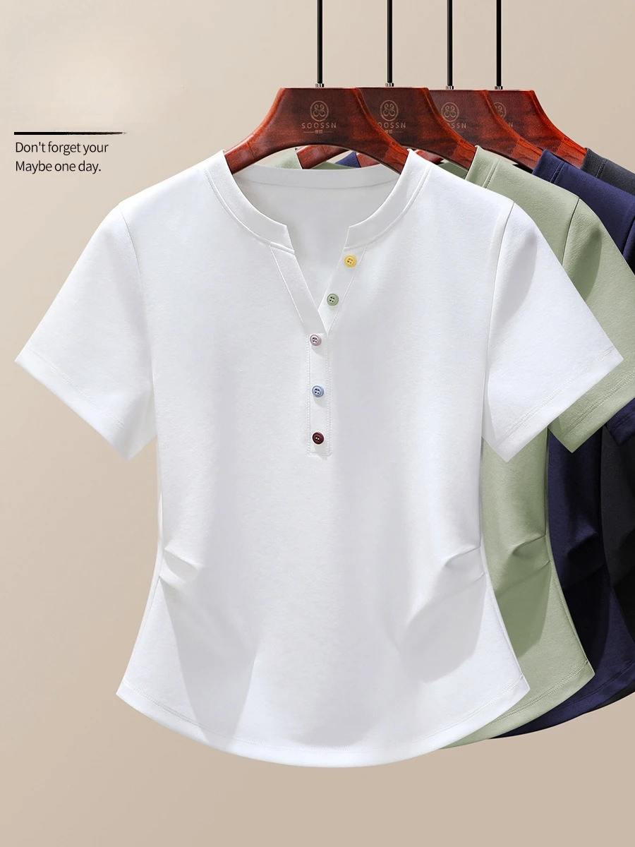 Color button-down t-shirt short-sleeved women's summer 2025 new high-end slim-fit and thin age-reducing 1688 top
Color button-down t-shirt short-sleeved women's summer 2025 new high-end slim-fit and thin age-reducing 1688 top
