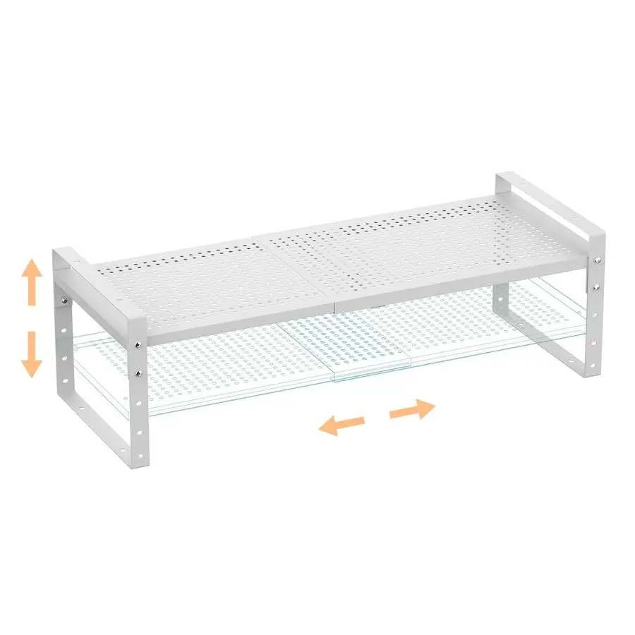 MultiFunctional Metal Shoe Rack,Expandable Adjustable Stackable Kitchen Organizer,Metal Shelf risers for cabinets, Kitchens and