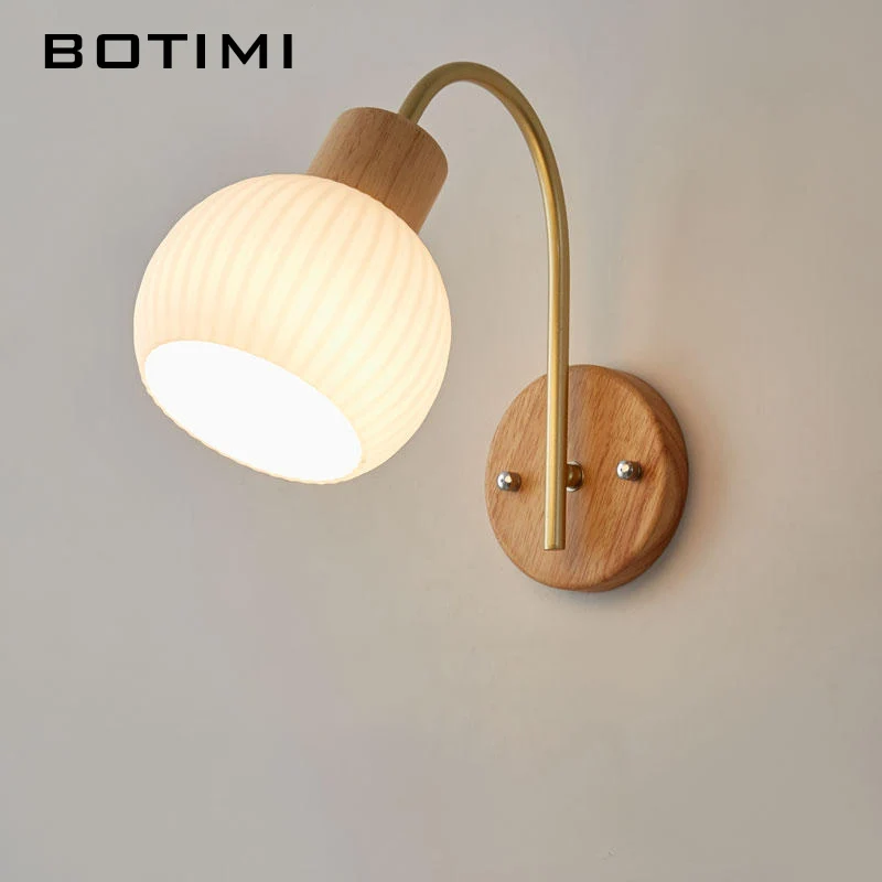 BOTIMI Modern Curved Golden Arm Glass Lampshade Solid Wood Wall Lamp For Bedroom Nordic Beside Wall Sconce (LED Bulb For Free
BOTIMI Modern Curved Golden Arm Glass Lampshade Solid Wood Wall Lamp For Bedroom Nordic Beside Wall Sconce (LED Bulb For Free