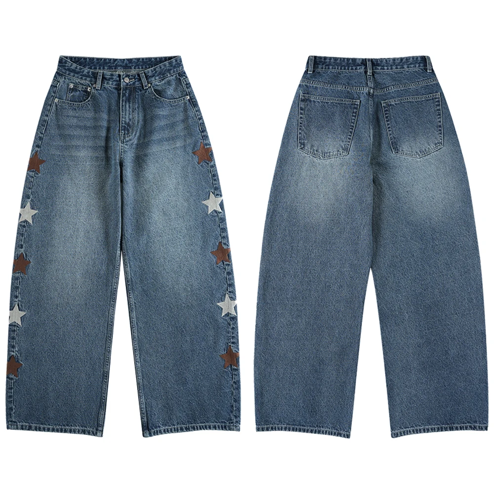 Couple Style Loose Jeans 2026 Spring Five-star Embroidery Retro Washed Loose Straight Pants Korean Style Curved Scimitar Jeans
Couple Style Loose Jeans 2026 Spring Five-star Embroidery Retro Washed Loose Straight Pants Korean Style Curved Scimitar Jeans