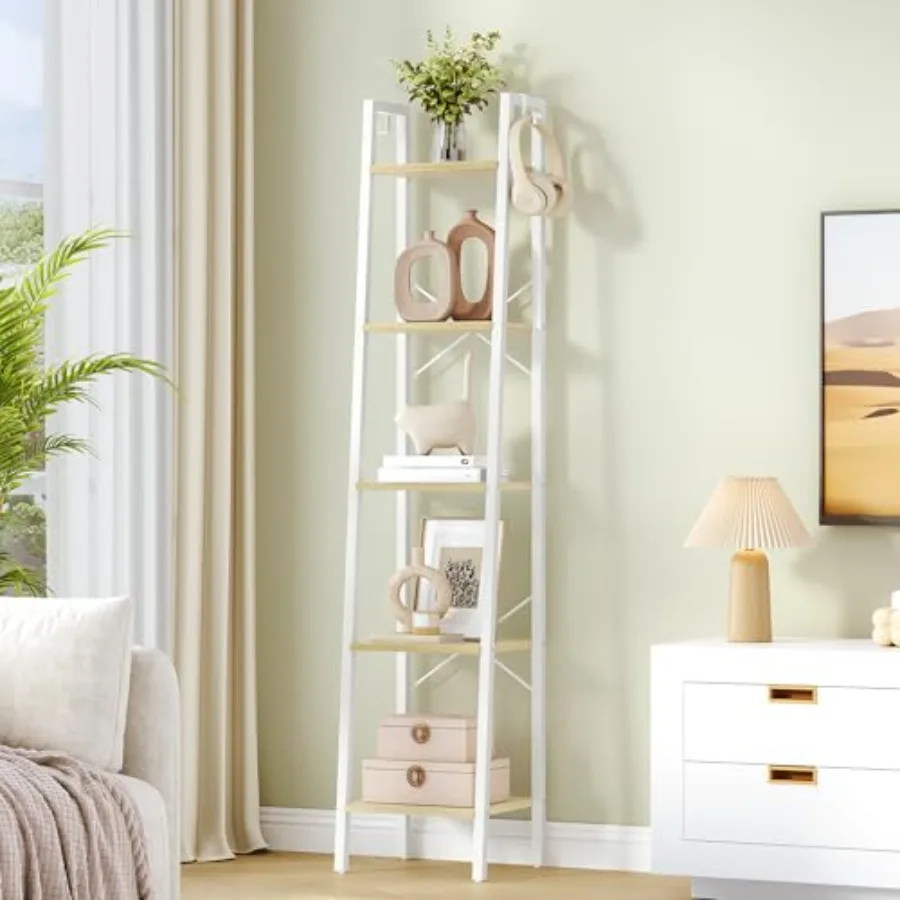 Ladder Shelf Bookshelf Bookcase Freestanding Corner Storage Shelve with 2 Hooks for Home Office Living Room Kitchen Bedroom Ind
Ladder Shelf Bookshelf Bookcase Freestanding Corner Storage Shelve with 2 Hooks for Home Office Living Room Kitchen Bedroom Ind