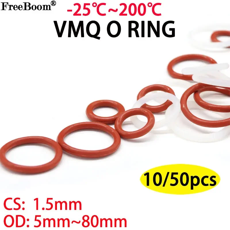 10/50pcs VMQ White/Red Silicone O Ring Gasket OD 5~80mm CS 1.5mm Food Grade Waterproof Washer Round O Shape Rubber Silicone Ring
10/50pcs VMQ White/Red Silicone O Ring Gasket OD 5~80mm CS 1.5mm Food Grade Waterproof Washer Round O Shape Rubber Silicone Ring
