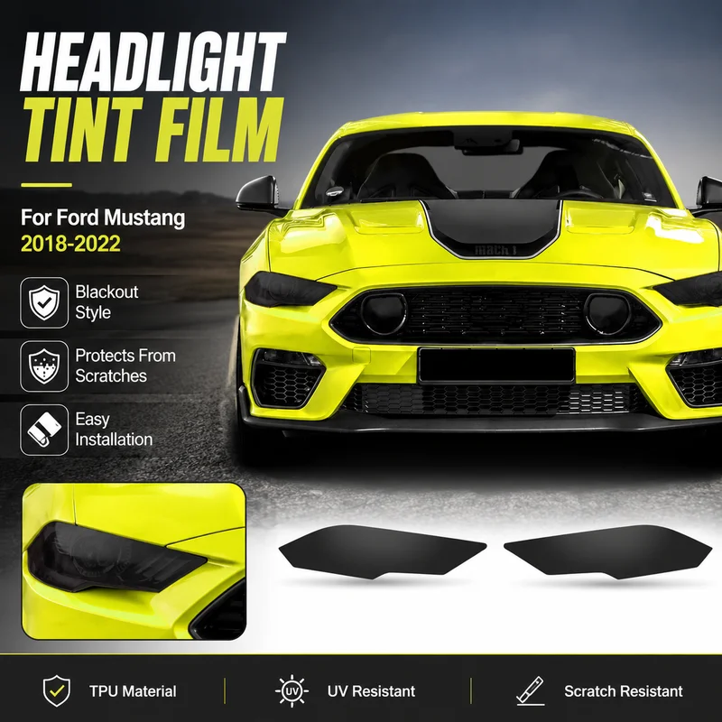Headlight Tint Film For Ford Mustang 2018-2022 Blackout TPU Car Accessories, Replacement Parts, Easy Installation
Headlight Tint Film For Ford Mustang 2018-2022 Blackout TPU Car Accessories, Replacement Parts, Easy Installation