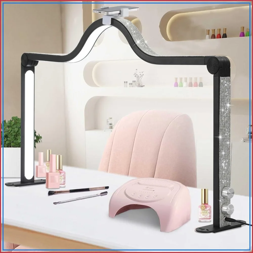 Half Moon Light for Nail Desk, 34.5In Foldable Square Nail Tech Lamp with Phone Holder, 3000-6000K Dimmable for Manicure, Lash, Tattoo, Eyebrows, Crafts
Half Moon Light for Nail Desk, 34.5In Foldable Square Nail Tech Lamp with Phone Holder, 3000-6000K Dimmable for Manicure, Lash, Tattoo, Eyebrows, Crafts
