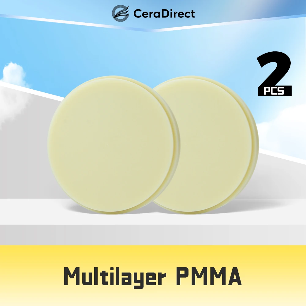 Dental Multilayer Gradient PMMA Disc 2pcs 98mm for CADCAM for Denture Prosthetics Temporary Crowns and Bridges
Dental Multilayer Gradient PMMA Disc 2pcs 98mm for CADCAM for Denture Prosthetics Temporary Crowns and Bridges