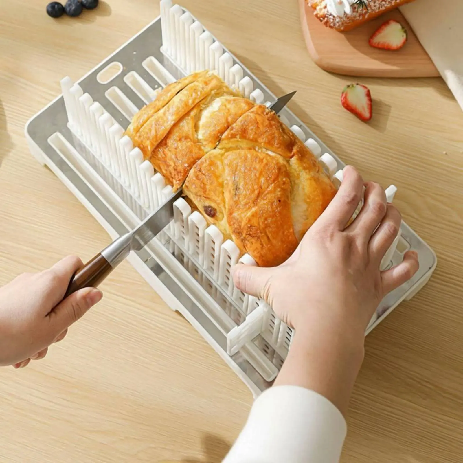 Stainless Steel Bread Cutter Even Cutting Bread Slicing Rack Toast Slicing Tool Easy to Clean Space Saving for Home
Stainless Steel Bread Cutter Even Cutting Bread Slicing Rack Toast Slicing Tool Easy to Clean Space Saving for Home