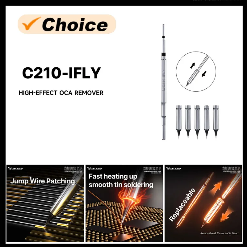 MECHANIC C210-IFLY Soldering Tip, Fast Heating Pointed Tip for CPU Repair Flying Wire & Jump Wire Patching Repair Tool
MECHANIC C210-IFLY Soldering Tip, Fast Heating Pointed Tip for CPU Repair Flying Wire & Jump Wire Patching Repair Tool